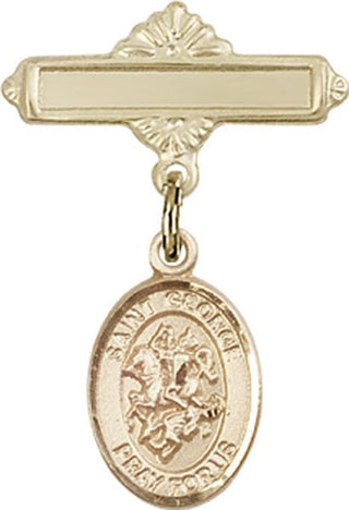 14kt Gold Polished Badge Pin St. George Baby Badge - Engravable