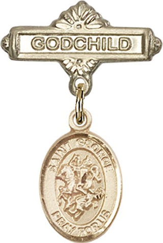 14kt Gold Godchild St. George Baby Badge - Engravable