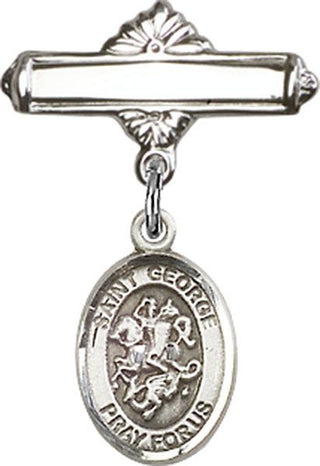 Sterling Silver Polished Badge Pin St. George Baby Badge - Engravable