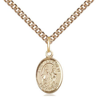 14kt Gold Saint Genevieve Medal Engraved Catholic Saint Jewelry