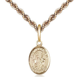14kt Gold Saint Genevieve Medal Engraved Catholic Saint Jewelry