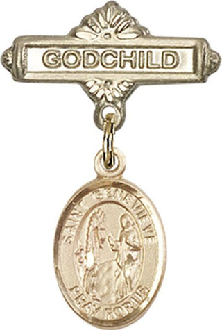 14kt Gold Godchild St. Genevieve Baby Badge - Engravable