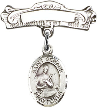 Sterling Silver Badge Pin St. Gerard Majella Baby Badge - Engravable