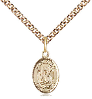 14kt Gold Saint Helen Medal Engraved Catholic Saint Jewelry
