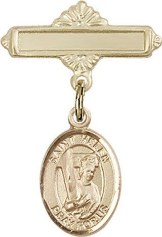 14kt Gold Polished Badge Pin St. Helen Baby Badge - Engravable
