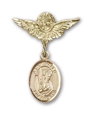 14kt Gold Small Angel w/Wings St. Helen Baby Badge - Engravable