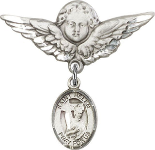 Sterling Silver Large Angel w/Wings St. Helen Baby Badge - Engravable