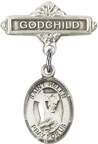 Sterling Silver Godchild St. Helen Baby Badge - Engravable