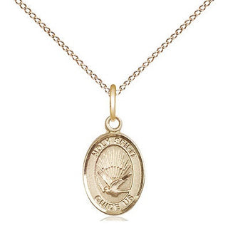 14kt Gold Holy Spirit Medal Engraved Catholic Saint Jewelry