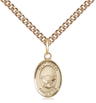 14kt Gold Holy Spirit Medal Engraved Catholic Saint Jewelry