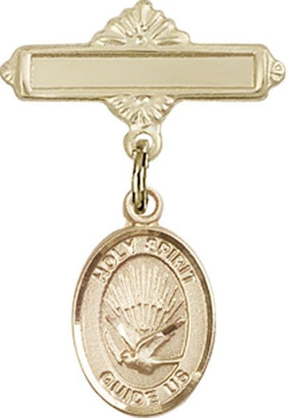14kt Gold Filled Polished Badge Pin Holy Spirit Baby Badge - Engravable