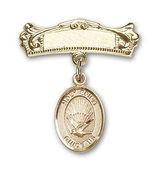 14kt Gold Filled Badge Pin Holy Spirit Baby Badge - Engravable