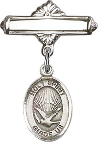 Sterling Silver Polished Badge Pin Holy Spirit Baby Badge - Engravable