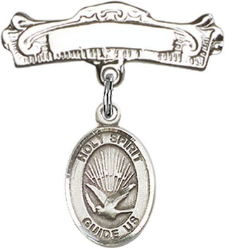 Sterling Silver Badge Pin Holy Spirit Baby Badge - Engravable