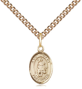 14kt Gold Saint Hubert of Liege Medal Engraved Catholic Saint Jewelry