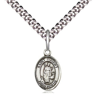 Pewter Saint Hubert of Liege Medal Religious and Catholic Jewelry Engraved Catholic Saint Jewelry