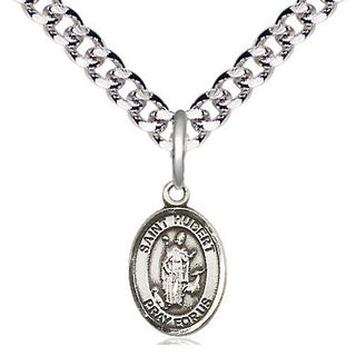 Pewter Saint Hubert of Liege Medal Religious and Catholic Jewelry Engraved Catholic Saint Jewelry