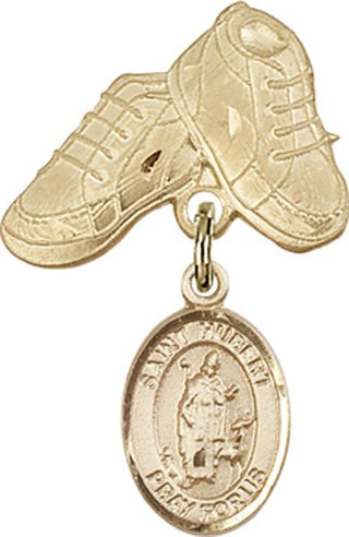 14kt Gold Baby Boots St. Hubert of Liege Baby Badge - Engravable
