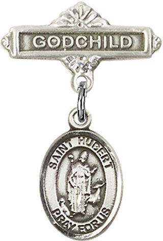 Sterling Silver Godchild St. Hubert of Liege Baby Badge - Engravable