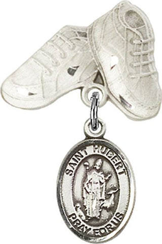 Sterling Silver Baby Boots St. Hubert of Liege Baby Badge - Engravable