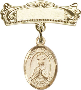 14kt Gold Filled Badge Pin St. Henry II Baby Badge - Engravable