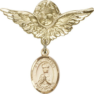 14kt Gold Large Angel w/Wings St. Henry II Baby Badge - Engravable