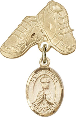 14kt Gold Baby Boots St. Henry II Baby Badge - Engravable