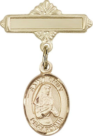 14kt Gold Filled Polished Badge Pin St. Emily de Vialar Baby Badge - Engravable