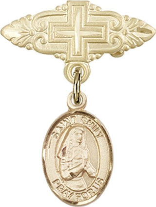 14kt Gold Filled Badge Pin With Cross St. Emily de Vialar Baby Badge - Engravable