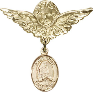 14kt Gold Large Angel w/Wings St. Emily de Vialar Baby Badge - Engravable
