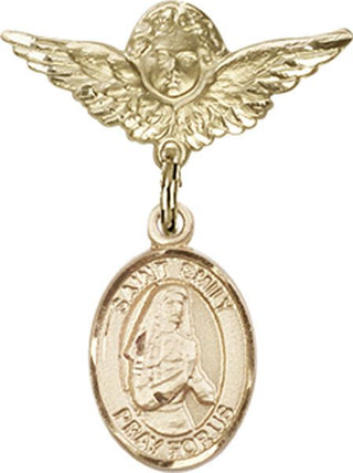 14kt Gold Small Angel w/Wings St. Emily de Vialar Baby Badge - Engravable