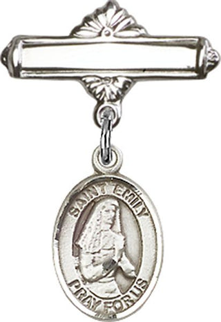 Sterling Silver Polished Badge Pin St. Emily de Vialar Baby Badge - Engravable