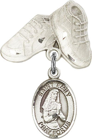 Sterling Silver Baby Boots St. Emily de Vialar Baby Badge - Engravable