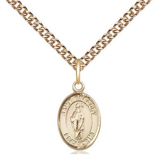 14kt Gold Saint Gregory the Great Medal Engraved Catholic Saint Jewelry