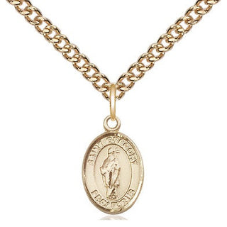14kt Gold Saint Gregory the Great Medal Engraved Catholic Saint Jewelry
