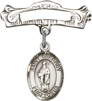 Sterling Silver Badge Pin St. Gregory the Great Baby Badge - Engravable