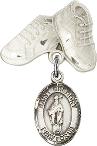 Sterling Silver Baby Boots St. Gregory the Great Baby Badge - Engravable
