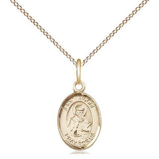 14kt Gold Saint Isidore of Seville Medal Engraved Catholic Saint Jewelry