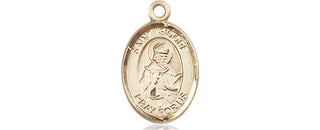 14kt Gold Saint Isidore of Seville Medal Engraved Catholic Saint Jewelry