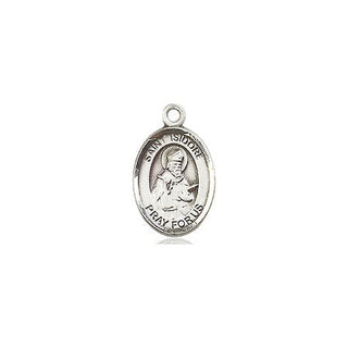 Pewter Saint Isidore of Seville Medal Engraved Catholic Saint Jewelry