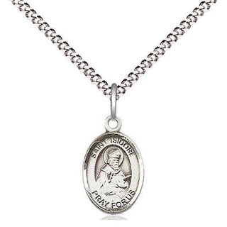 Pewter Saint Isidore of Seville Medal Religious and Catholic Jewelry Engraved Catholic Saint Jewelry