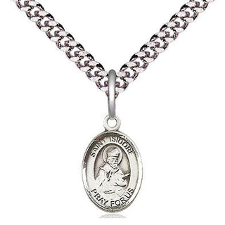 Pewter Saint Isidore of Seville Medal Religious and Catholic Jewelry Engraved Catholic Saint Jewelry