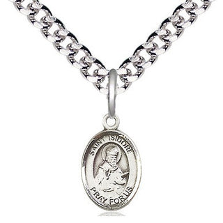 Pewter Saint Isidore of Seville Medal Religious and Catholic Jewelry Engraved Catholic Saint Jewelry