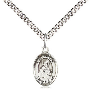 Pewter Saint Isidore of Seville Medal Religious and Catholic Jewelry Engraved Catholic Saint Jewelry