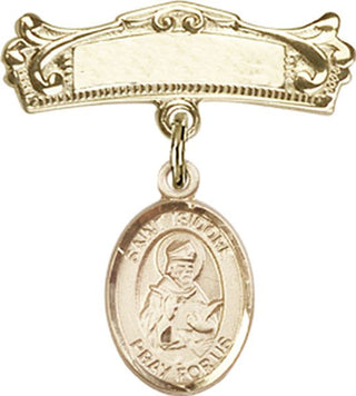 14kt Gold Filled Badge Pin St. Isidore of Seville Baby Badge - Engravable