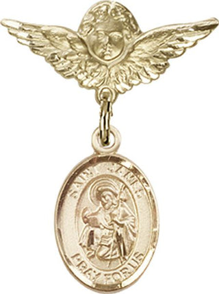 14kt Gold Filled Small Angel w/Wings St. James the Greater Baby Badge - Engravable