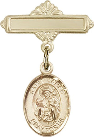 14kt Gold Polished Badge Pin St. James the Greater Baby Badge - Engravable