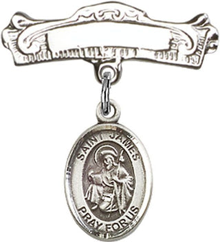Sterling Silver Badge Pin St. James the Greater Baby Badge - Engravable