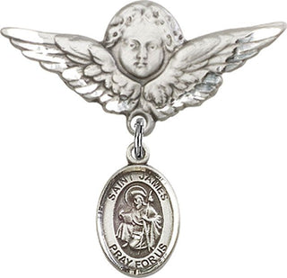 Sterling Silver Large Angel w/Wings St. James the Greater Baby Badge - Engravable