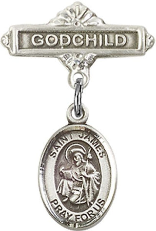 Sterling Silver Godchild St. James the Greater Baby Badge - Engravable